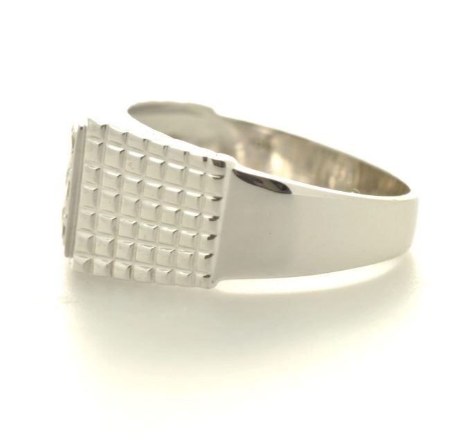 9ct White Gold Diamond Signet Ring