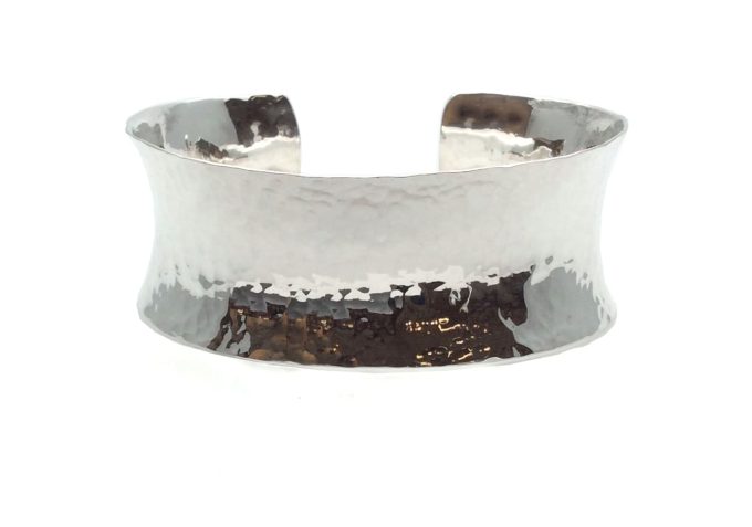 Silver Hammered Bombe Cuff