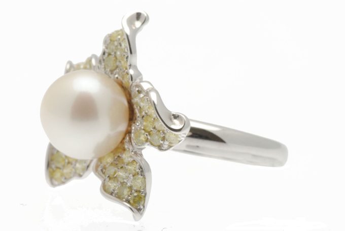 Pearl and Diamond Cocktail Ring