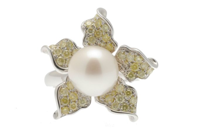 Pearl and Diamond Cocktail Ring