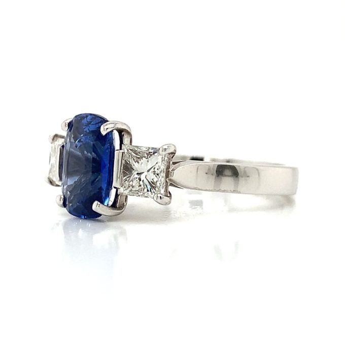 2.37ct Natural Cushion Sapphire and Diamond Ring