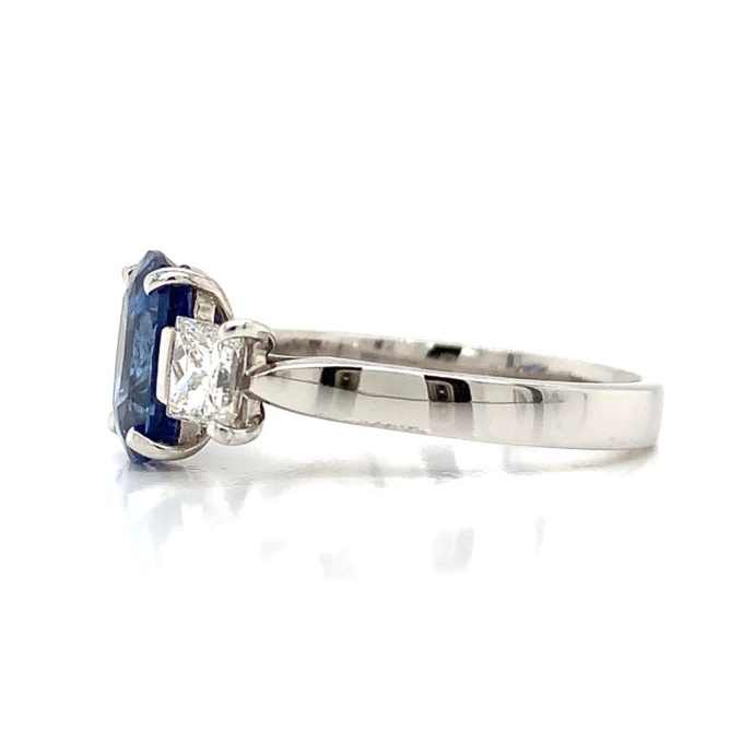 2.37ct Natural Cushion Sapphire and Diamond Ring