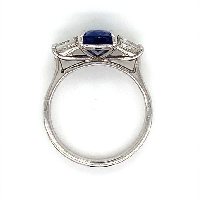 2.37ct Natural Cushion Sapphire and Diamond Ring