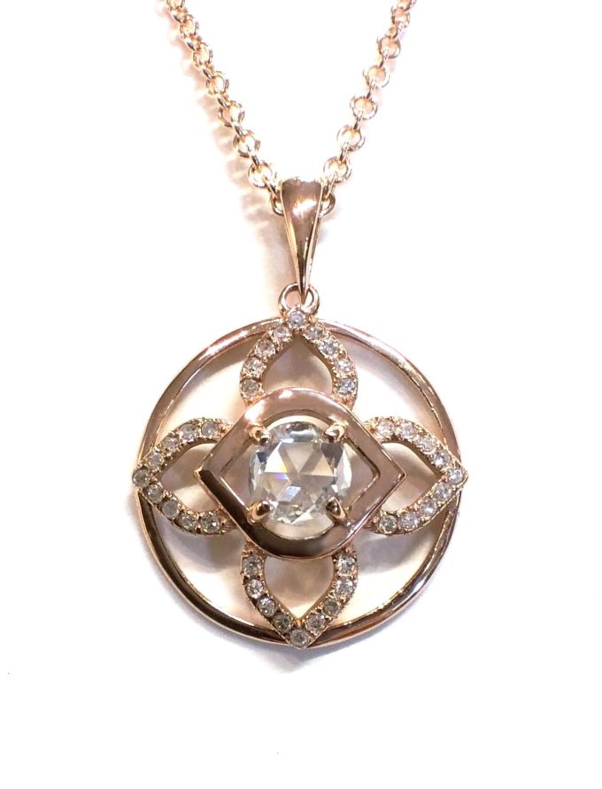 Rose Gold Rose Cut Diamond Necklace