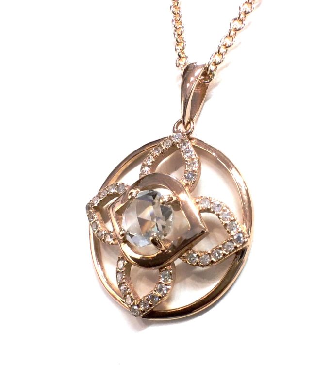 Rose Gold Rose Cut Diamond Necklace