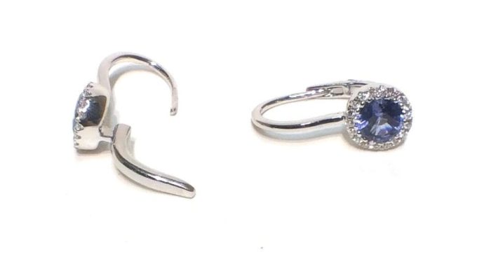 Sapphire & Diamond Halo Drop Earrings