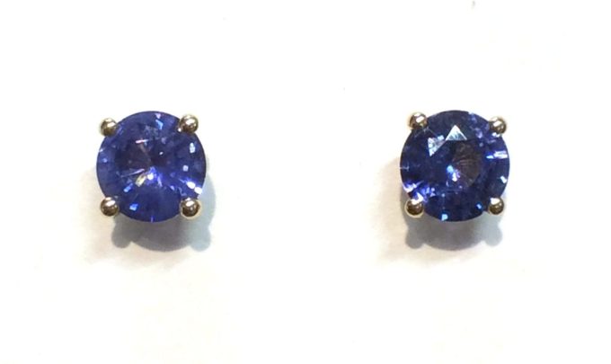 Sapphire Stud Earrings with Diamond Halo Jackets