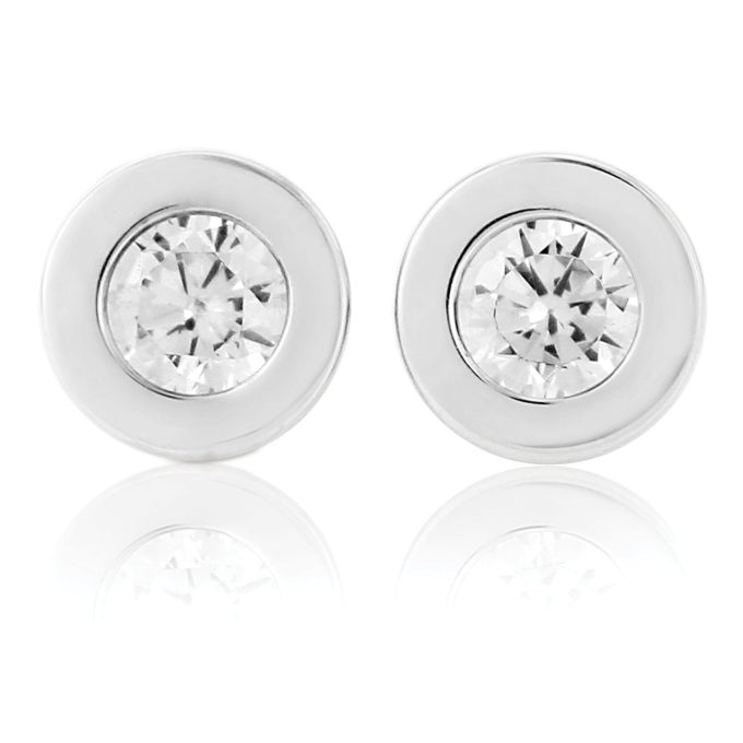 White Gold CZ Studs
