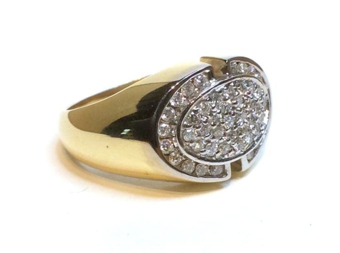 14ct Gold Diamond Gents Ring