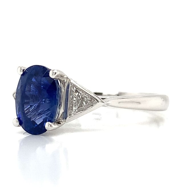 Platinum Oval Sapphire & Diamond Ring