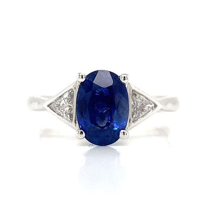 Platinum Oval Sapphire & Diamond Ring