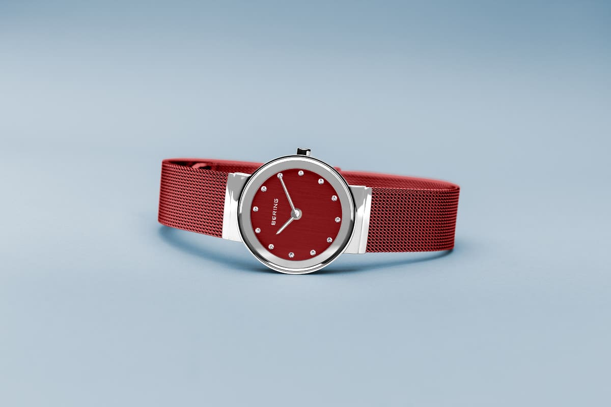 Bering Red Mesh Mirror Watch 10126-303