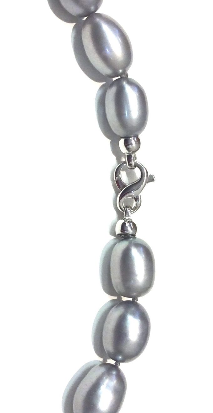 Silver Colour Pearls 9-11mm Necklace