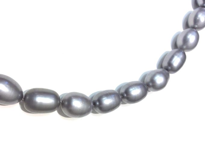 Silver Colour Pearls 9-11mm Necklace