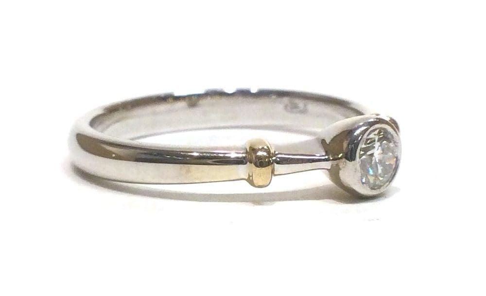 Multi Tone Gold Diamond Solitaire Ring