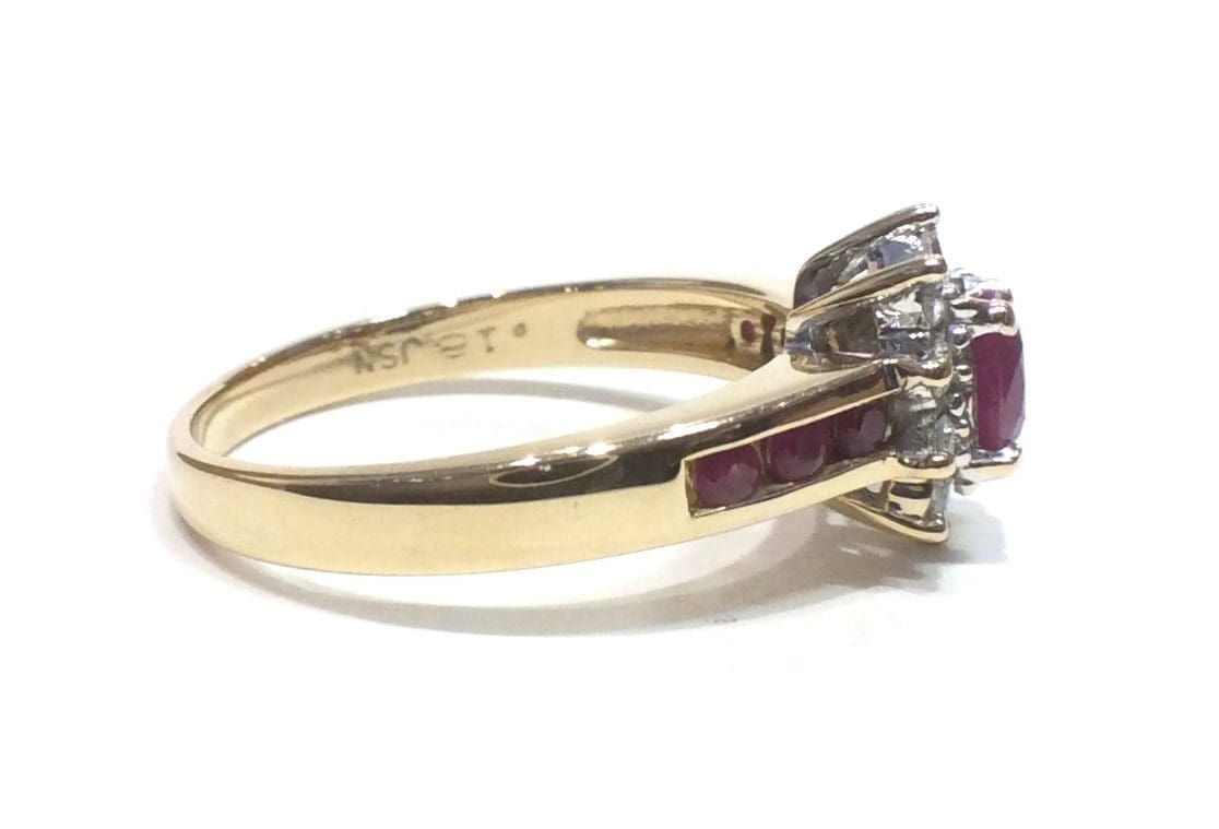 Ruby and Diamond Cluster Ring