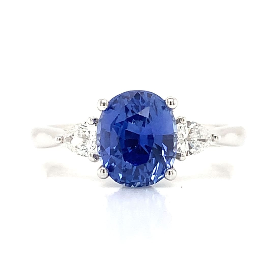 2.15ct Oval Sapphire & Diamond Platinum Ring