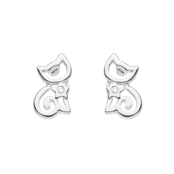 Silver CZ Cat Studs