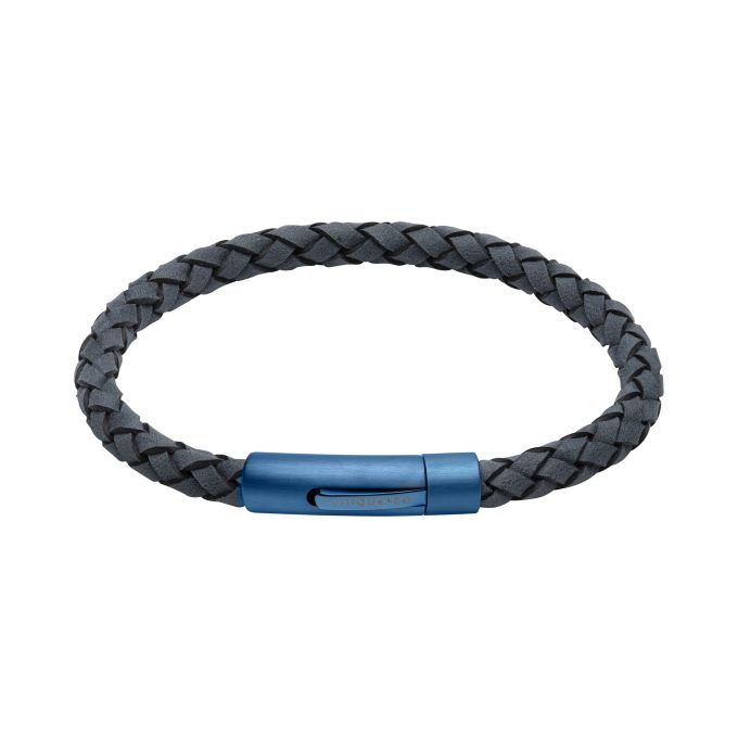 Unique Blue Leather Bracelet 21cm