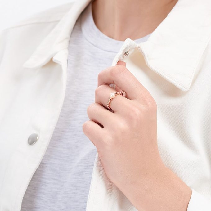 Jersey Pearl Rose Gold Coast Ring Size M