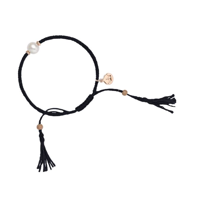 Jersey Pearl Black Tassel Bracelet