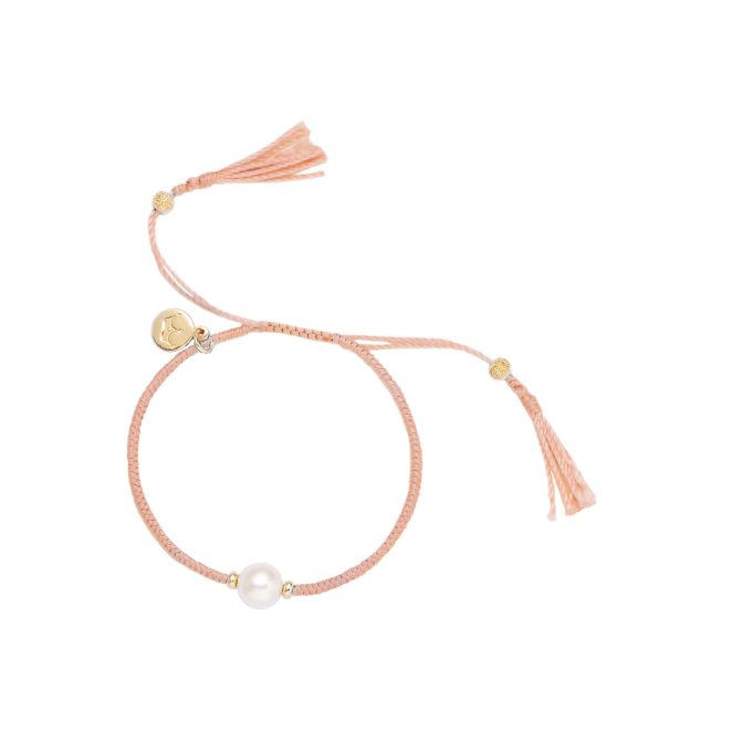 Jersey Pearl Peach Tassel Bracelet