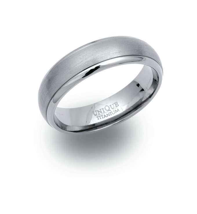 Unique Brushed Titanium Ring 6mm - Size V1/2