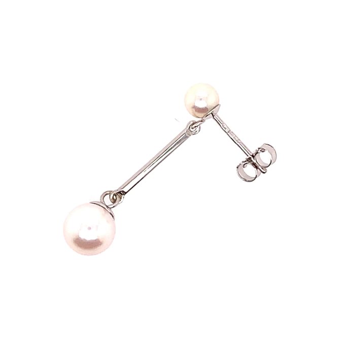 9ct White Gold Pearl Drop Earrings