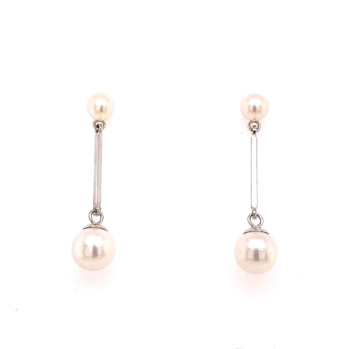 9ct White Gold Pearl Drop Earrings