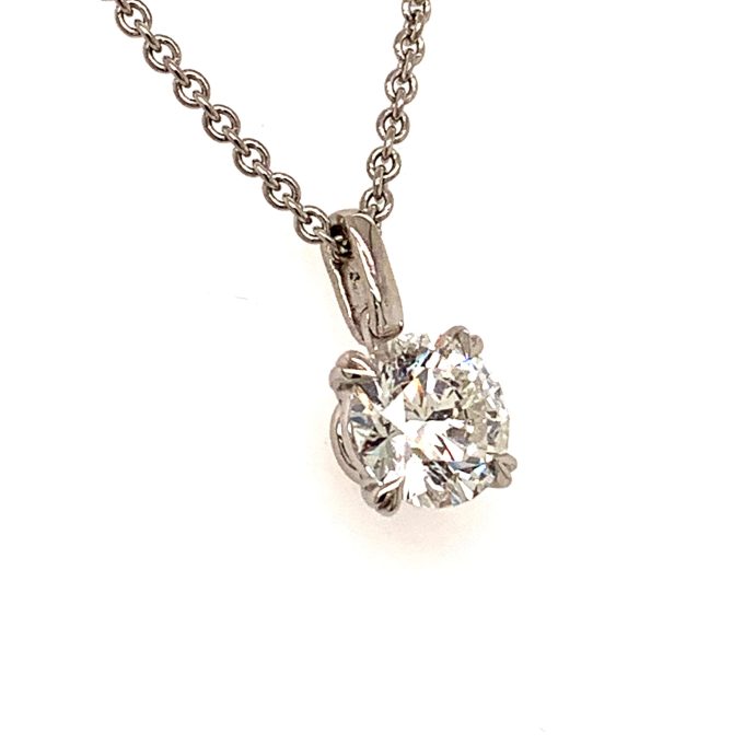 1.50 Carat Round Diamond Pendant in Platinum