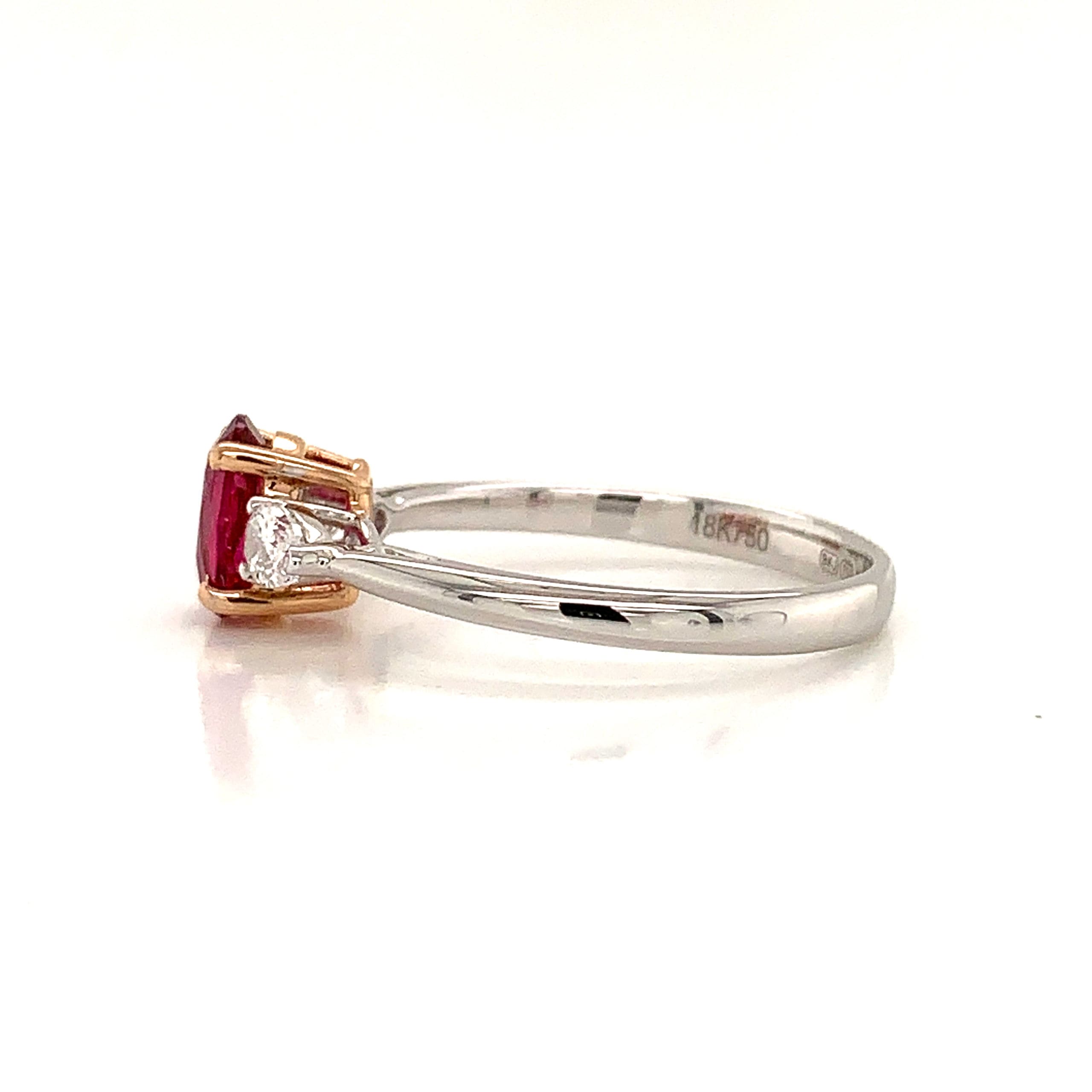 Ruby and Pear Cut Diamond Trilogy Ring