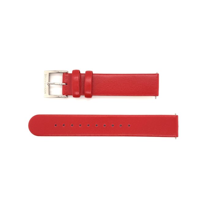 Mondaine 16mm Vegan Leather Red Watch Strap