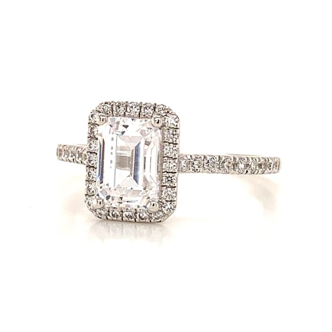 1.00ct Emerald Cut Diamond Pave Ring