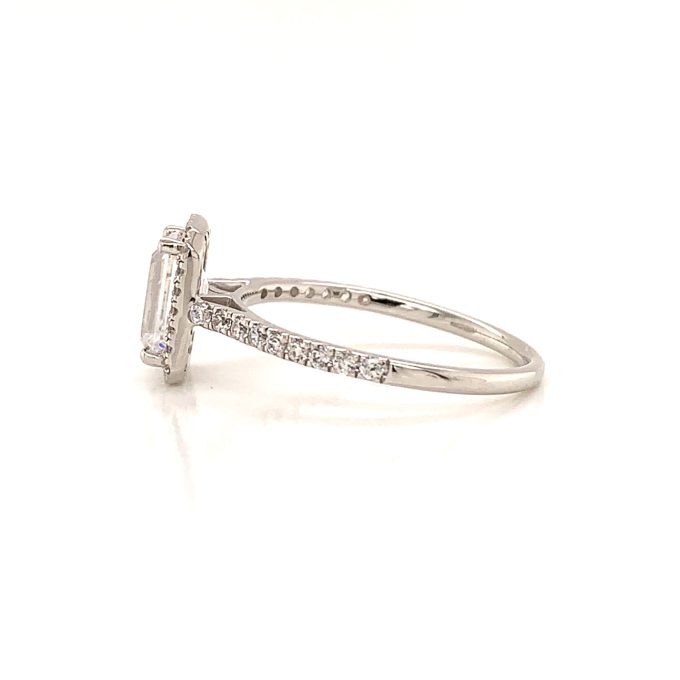 1.00ct Emerald Cut Diamond Pave Ring