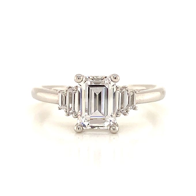 1.00ct Emerald Cut Diamond Deco Ring