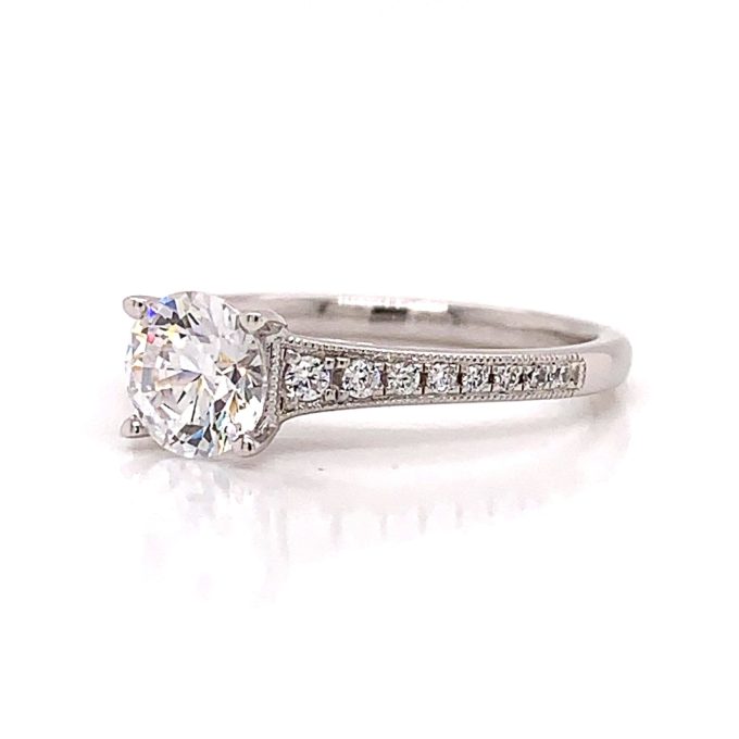 0.85ct Diamond Pave Shoulder Ring