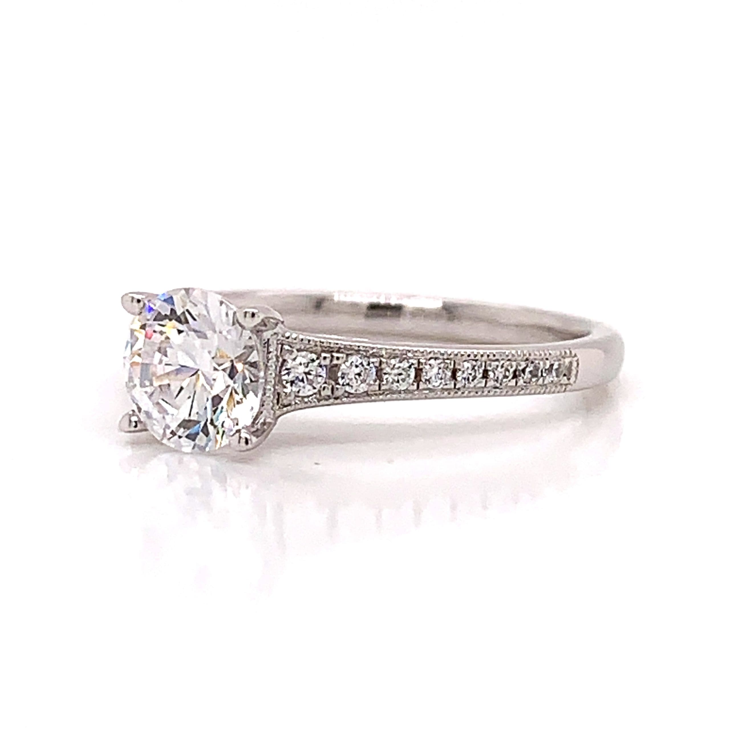 0.85ct Diamond Pave Shoulder Ring