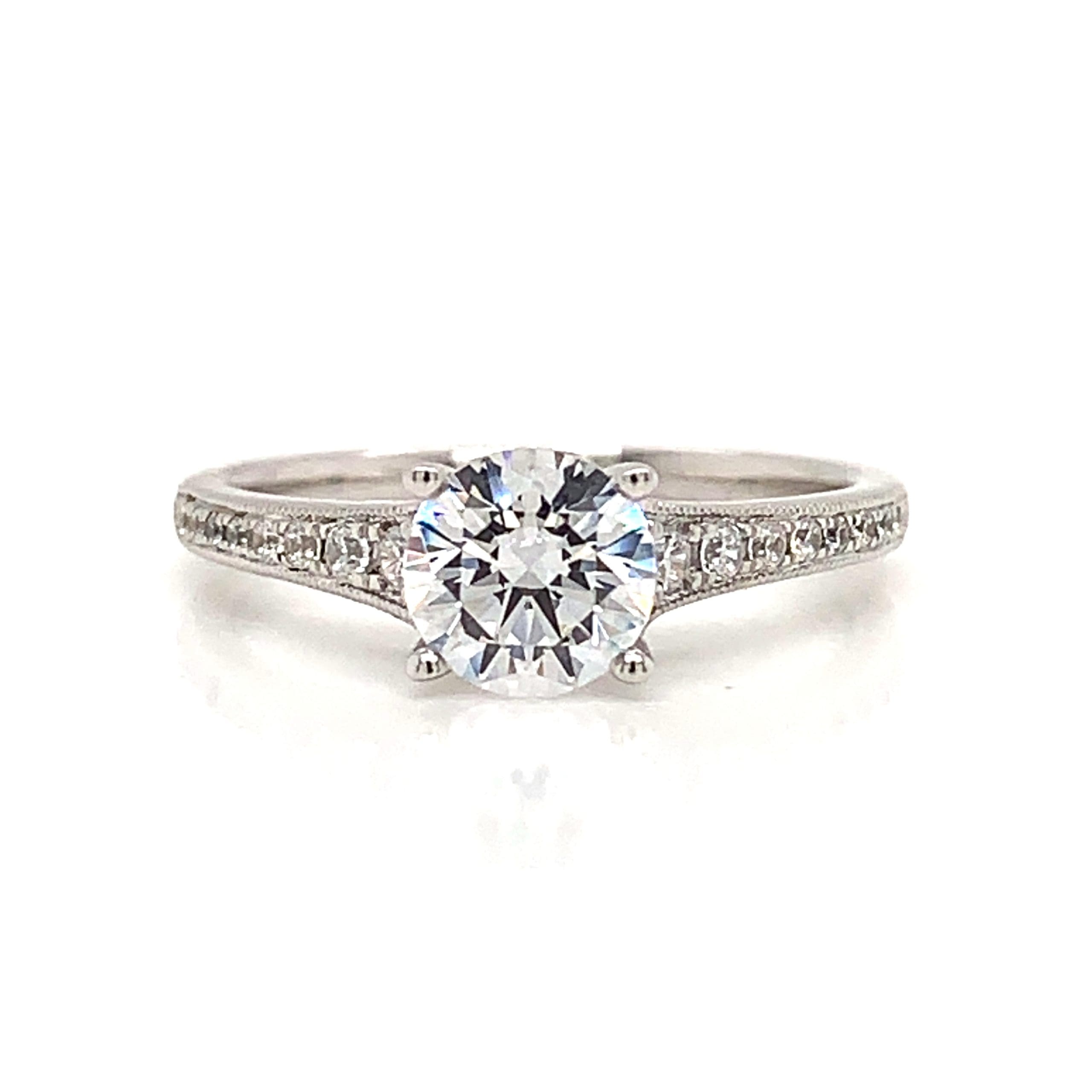 0.85ct Diamond Pave Shoulder Ring