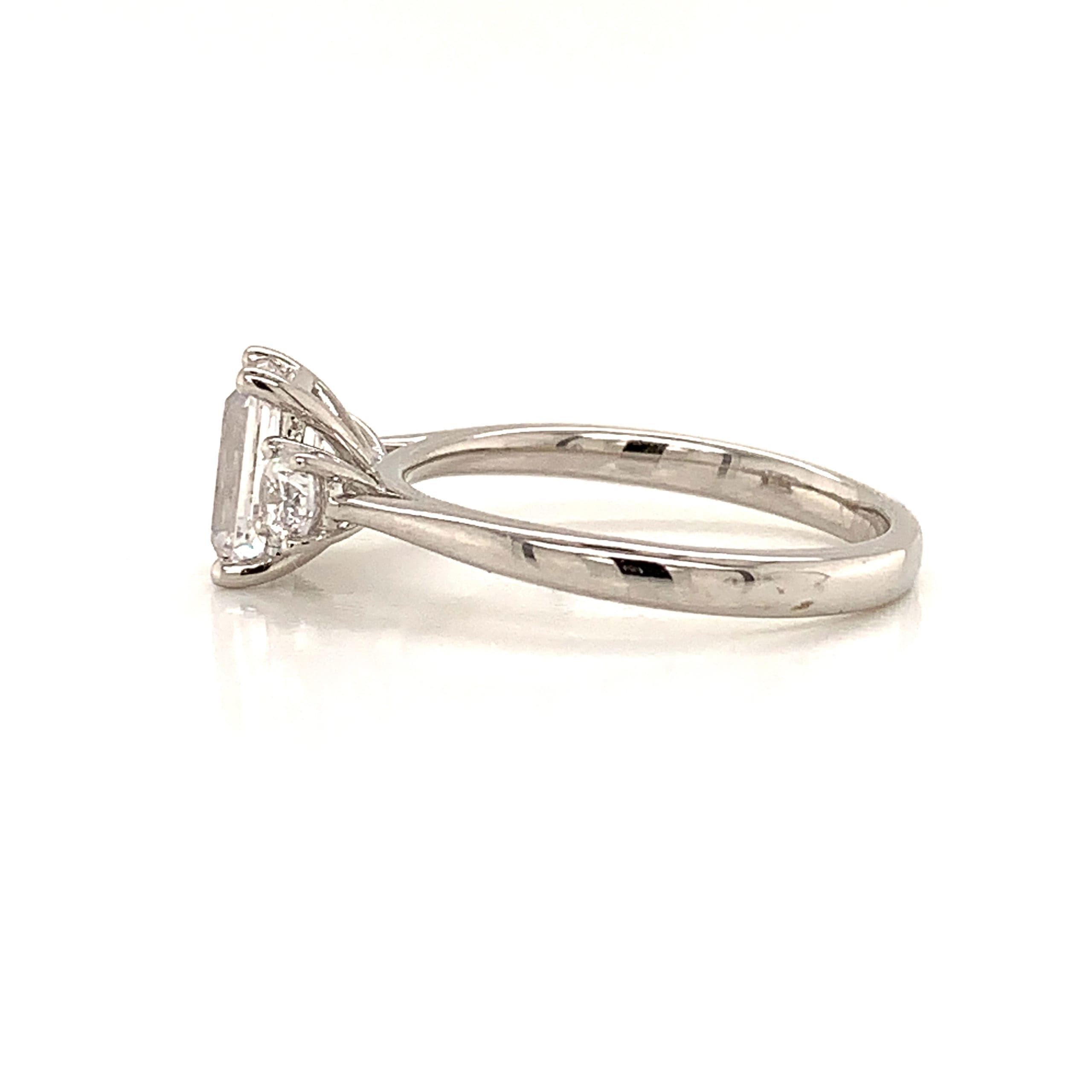1.00ct Emerald Cut Diamond Trilogy Ring