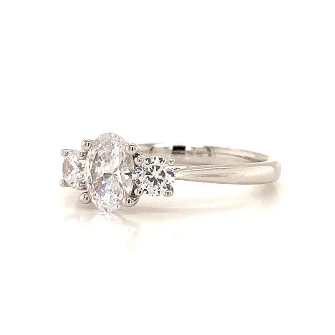 0.75ct Oval Diamond Trilogy Ring