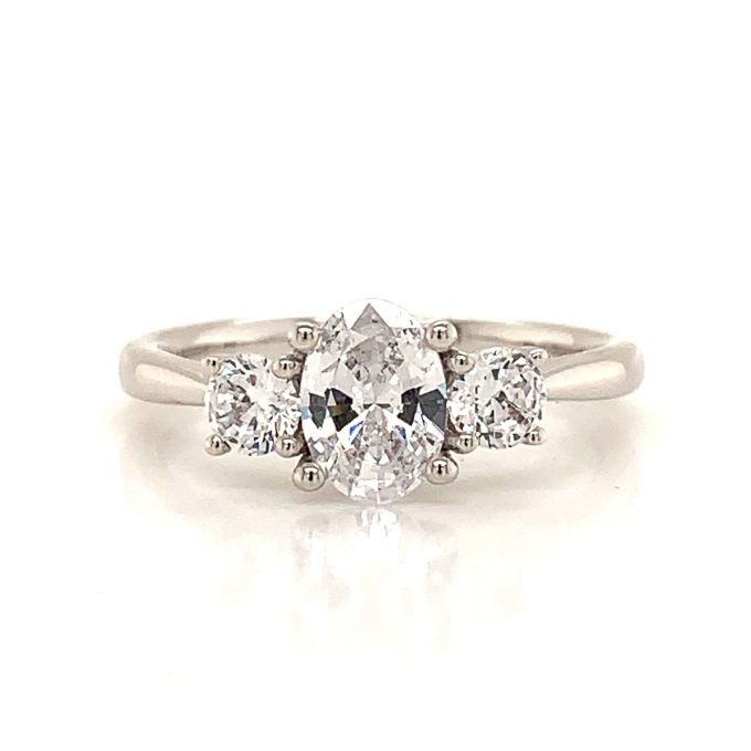 0.75ct Oval Diamond Trilogy Ring