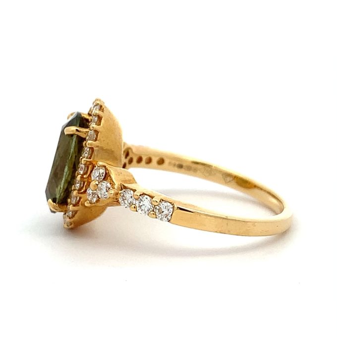 Green Tourmaline and Diamond Ring