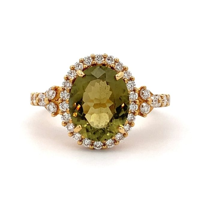 Green Tourmaline and Diamond Ring