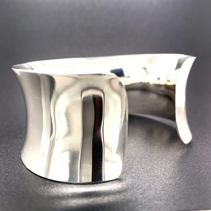Wide Polished Silver Cuff