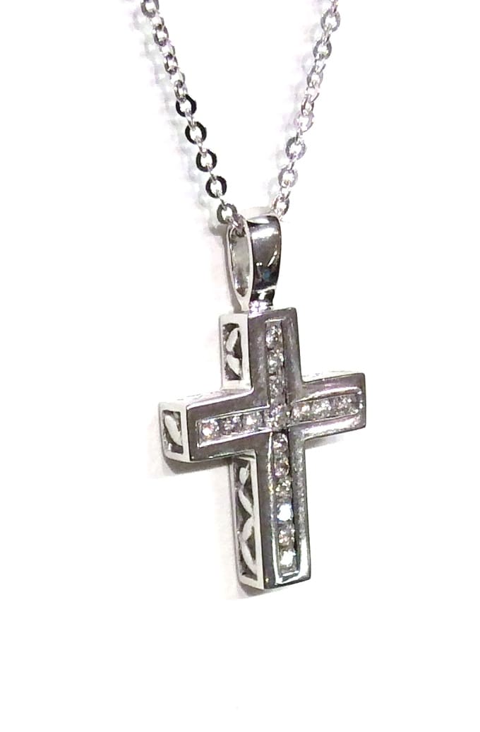 18ct Gold Diamond Set Cross Necklace