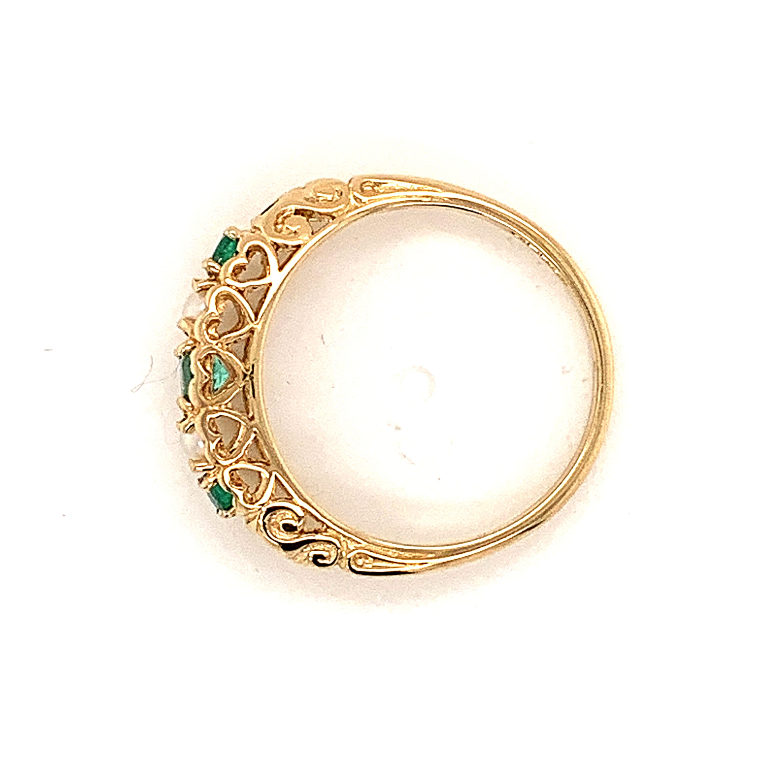 Vintage Style Emerald and Pearl Ring