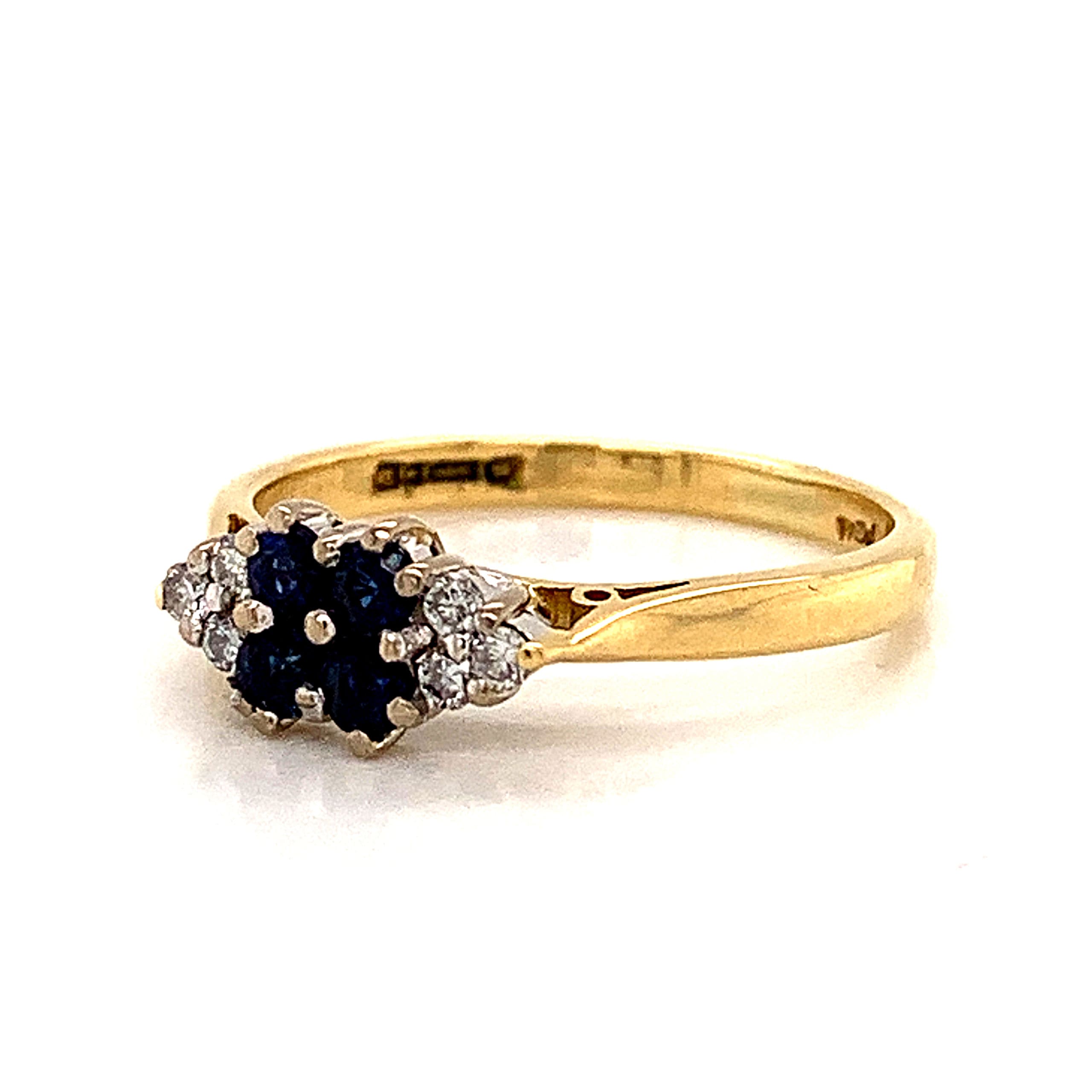 Sapphire and Diamond Cluster Ring