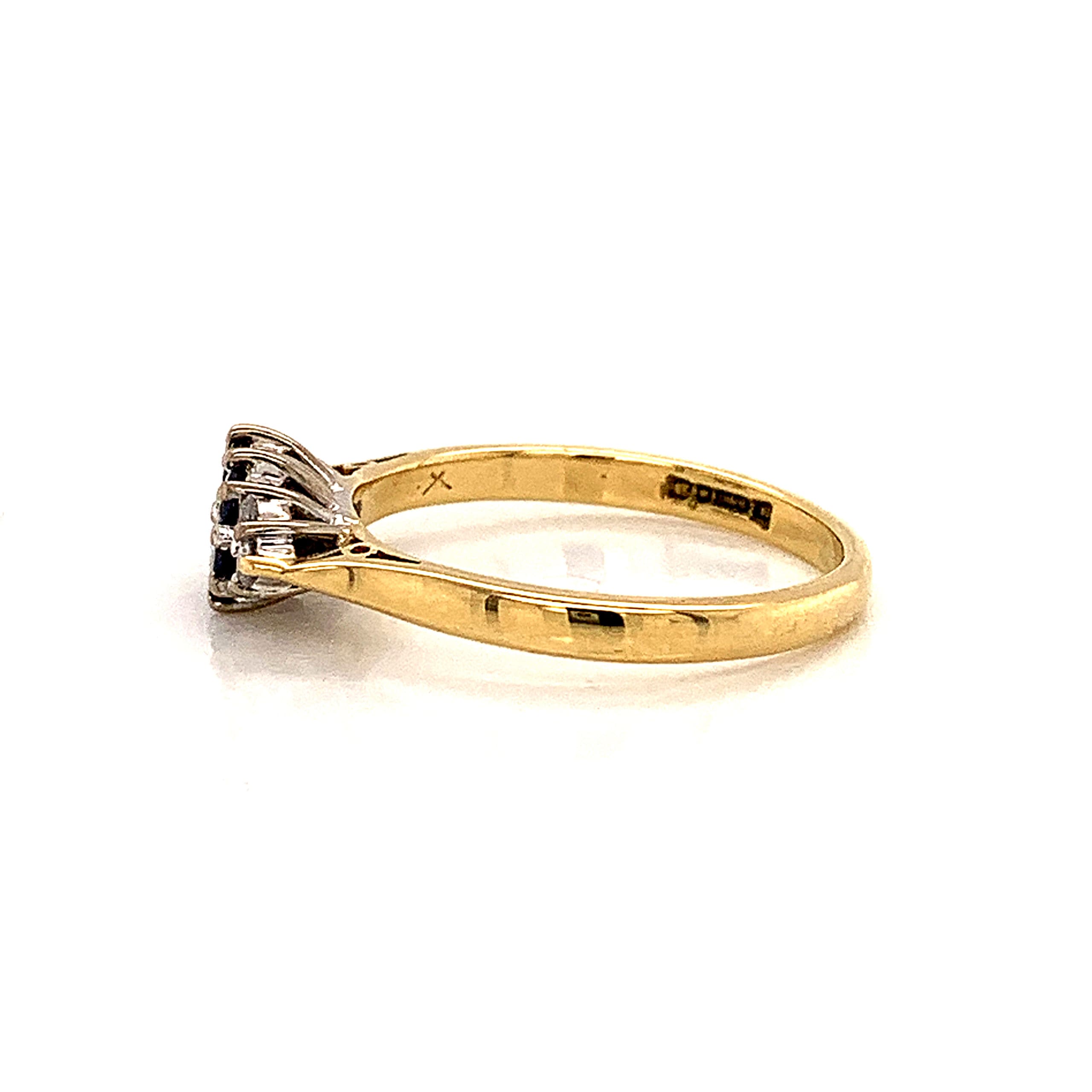 Sapphire and Diamond Cluster Ring