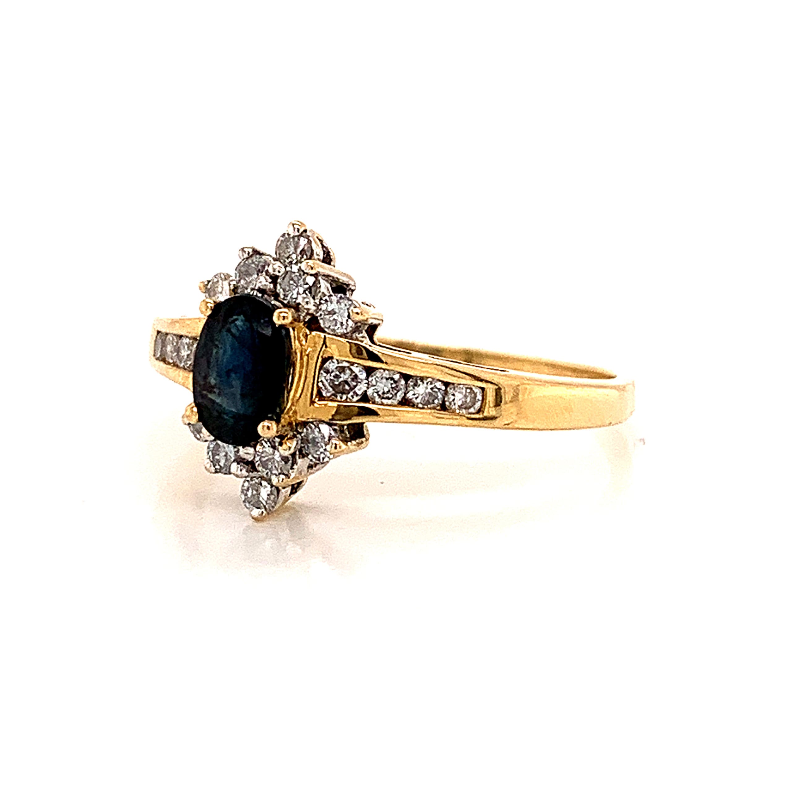 Sapphire and Diamond Cluster Ring