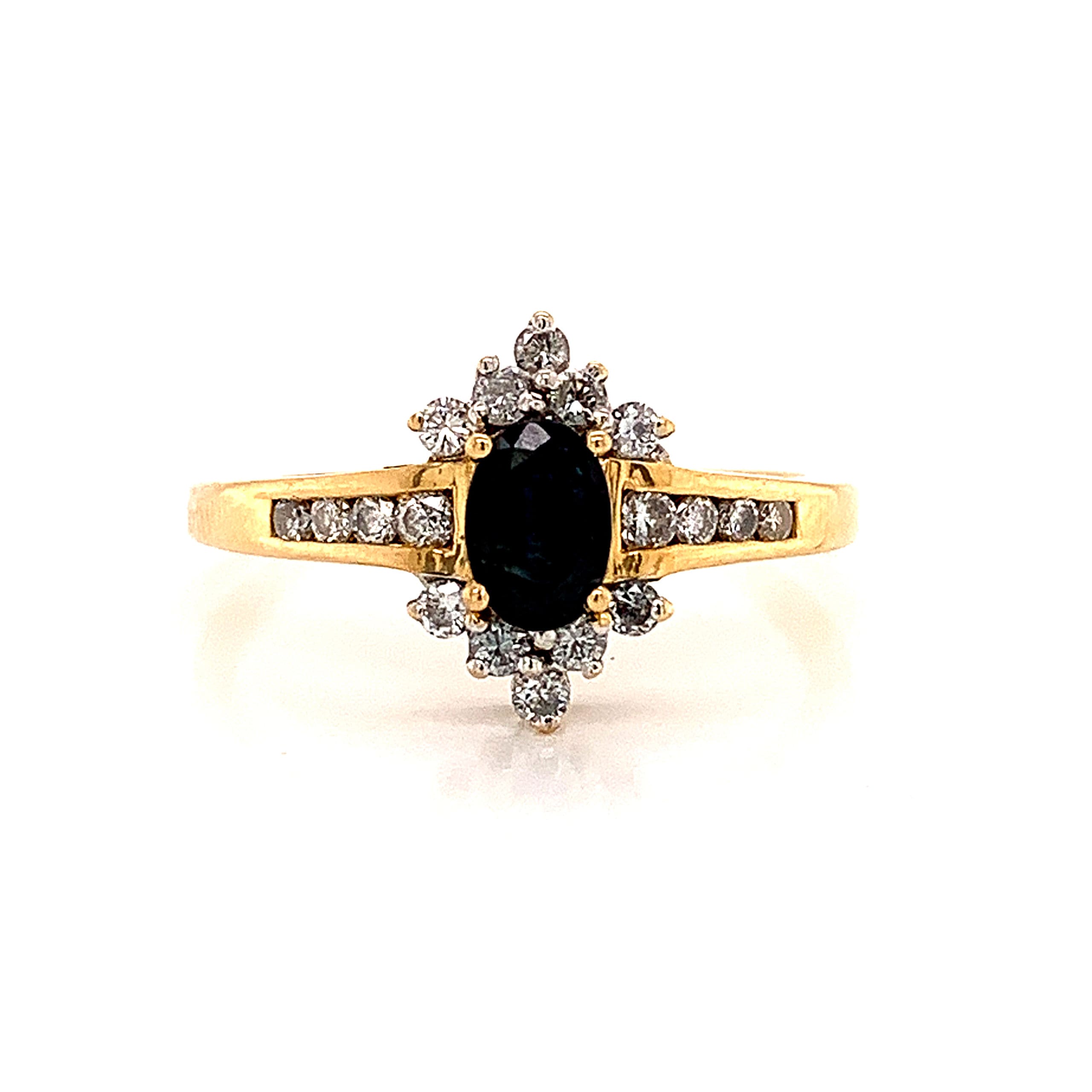 Sapphire and Diamond Cluster Ring